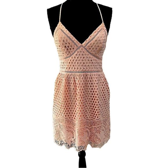 Abercrombie & Fitch Dresses & Skirts - Sz M Abercrombie & Fitch Pink Spaghetti Strap Eyelet Lace Dress